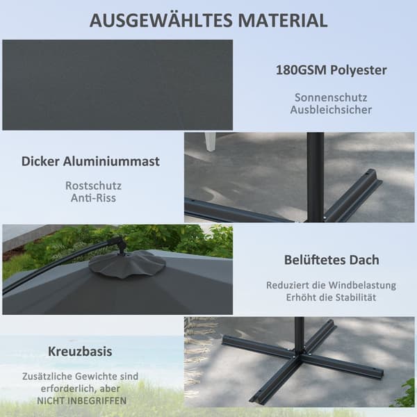 Utemöbel Paraply, Ø293x260H cm, Grå