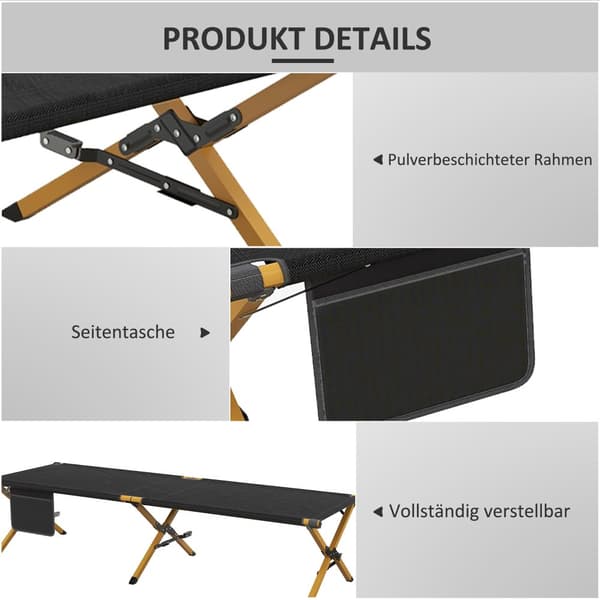 Solstol, 196x64x45 cm, Svart
