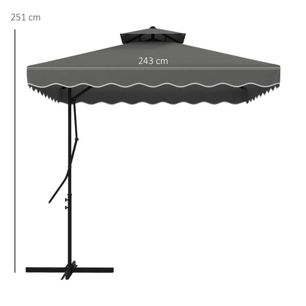 Patio Paraply, 243x243 cm, Mørkegrå