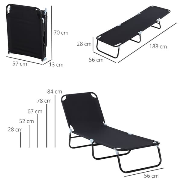 Solstol, 188x56x28 cm, Sort