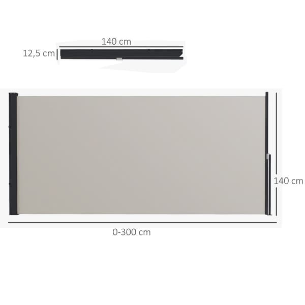 Udtrækkelig Sidemarkise, 300x140 cm, Lys Grå