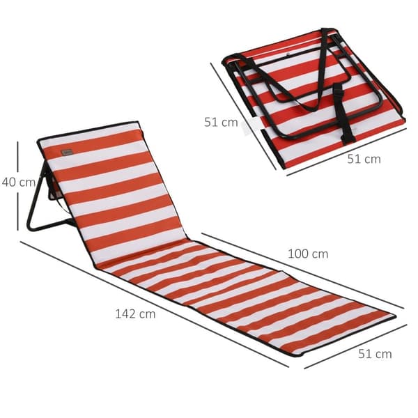 Strandmåtte Sæt, 2er-Set, 142x51x40 cm, Rød