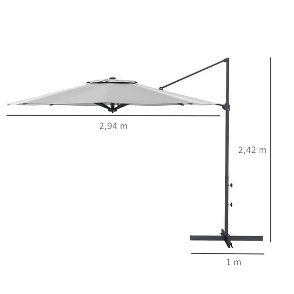 Patio Paraply, Ø3 m, Ø294x242H cm, Mørkegrå