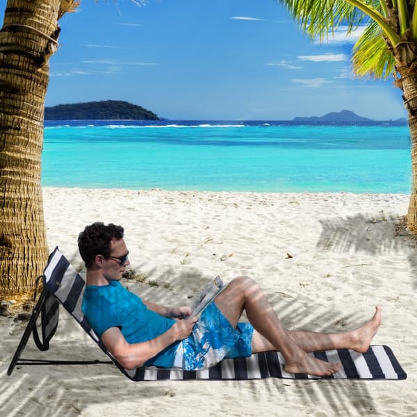 Strandmatta Set, 142x51x40 cm, Blå och Vit