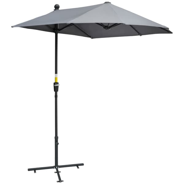 Halvrund solparaply, 2x2 m, Mörkgrå