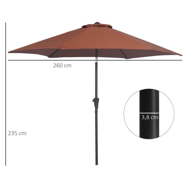 Patio Paraply, 2.6x2.35 m, Brun