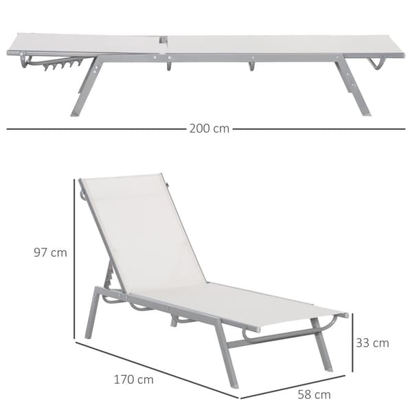 Solstol, 170x58x97 cm, Creme Hvid