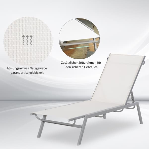 Solstol, 170x58x97 cm, Creme Hvid