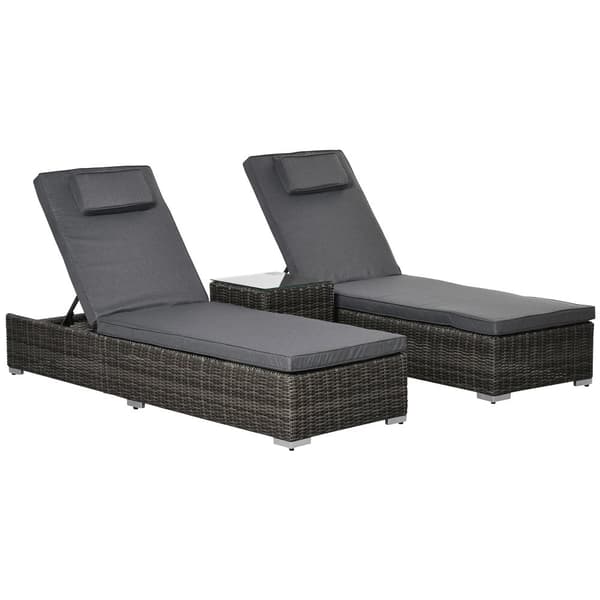 Solstol, Poly-Rattan, 60x195x86 cm, Grå