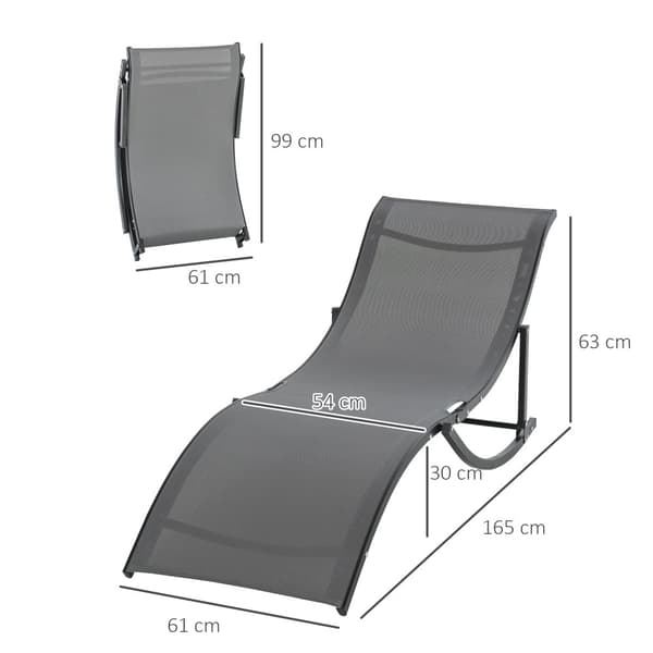 Solstol Set, 165x61x63 cm, Mörkgrå