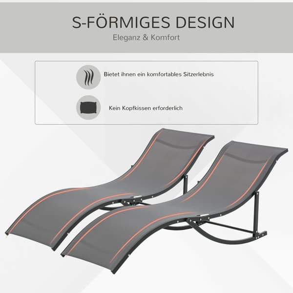 Solstol Set, 165x61x63 cm, Mörkgrå