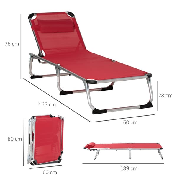 Solstol, 165x60x76 cm, Röd