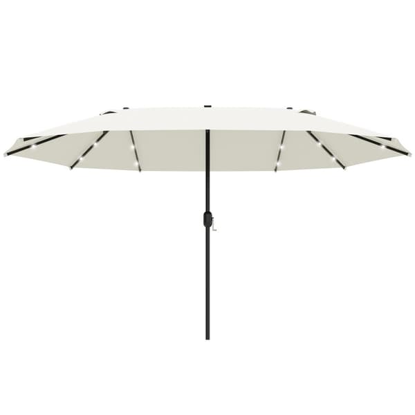 Kaksinkertainen aurinkovarjo, LED-valoilla, 440x256 cm, Kermaisen valkoinen
