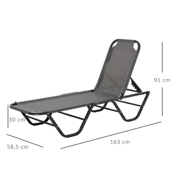 Solstol, 163x58.5x91 cm, Grå Svart