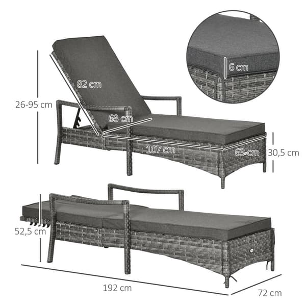 Solstol, 192x62.5x52.5 cm, Grå