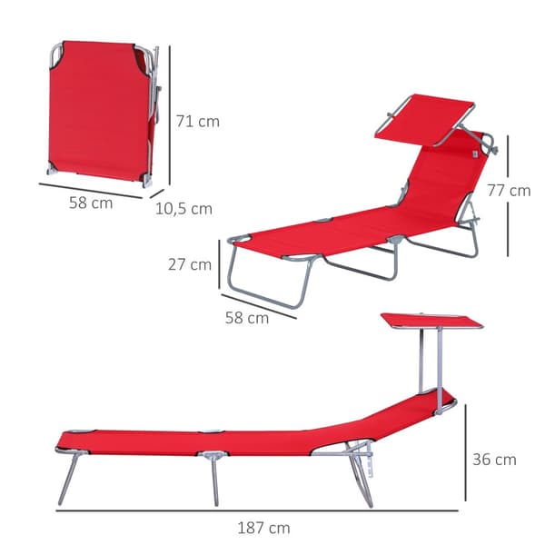 Solstol, 187x58x36 cm, Röd