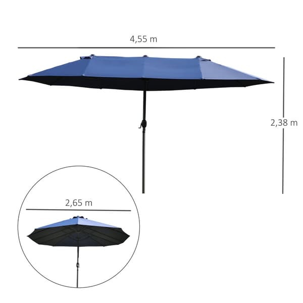 Dobbelt Solparaply, 460x270x240 cm, Blå