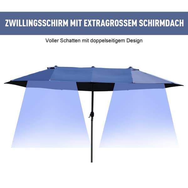 Dobbelt Solparaply, 460x270x240 cm, Blå