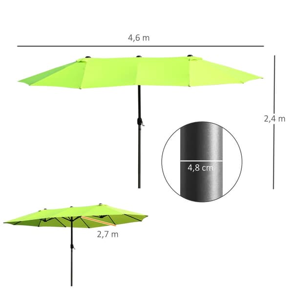Uteplats Paraply, 460x270 cm, Grön