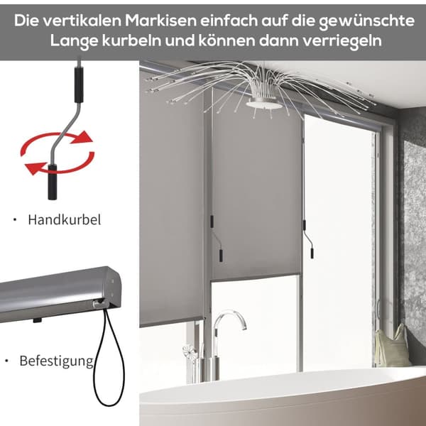 Vertikal Markis, 160x250 cm, Grå