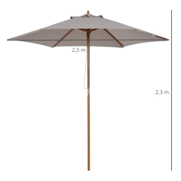Patio Paraply, Ø2.5 x 2.3 m, Grå