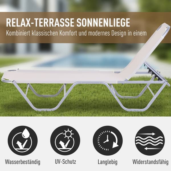 Strandlounger, 163x58.5x91 cm, Beige