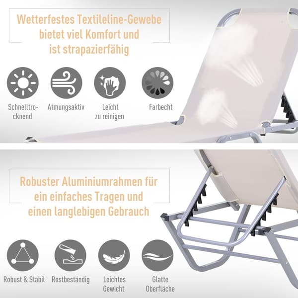 Strandlounger, 163x58.5x91 cm, Beige