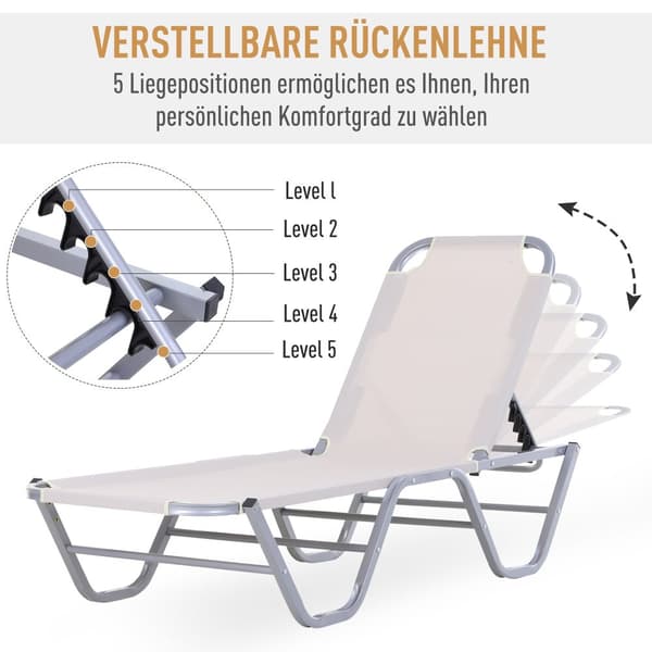Strandlounger, 163x58.5x91 cm, Beige