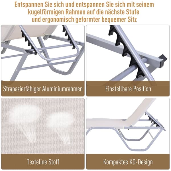 Strandlounger, 163x58.5x91 cm, Beige