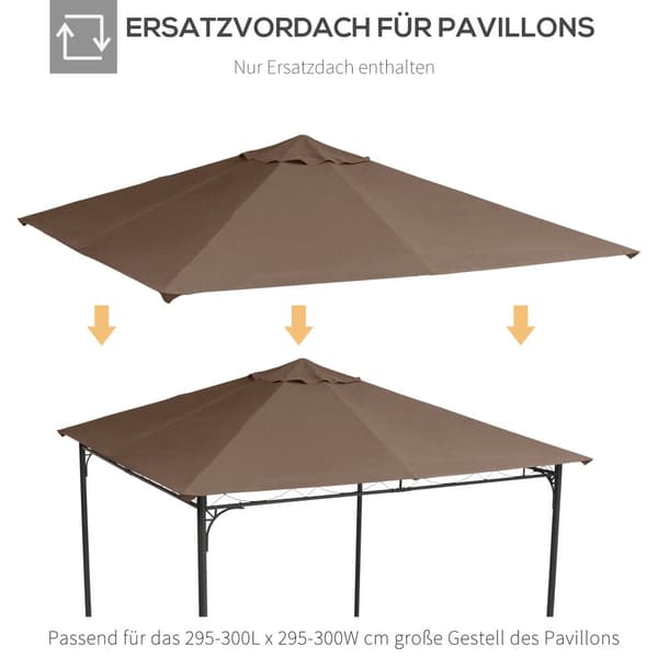 Paviljongin vaihdettava katto, 298x295 cm, kahvi
