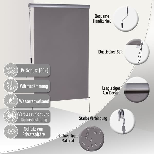 Vertikal Markise, 120x200 cm, Grå