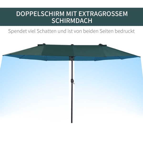 Dubbel Solparaply, Doppler, 460x270x241 cm, Mörkgrön