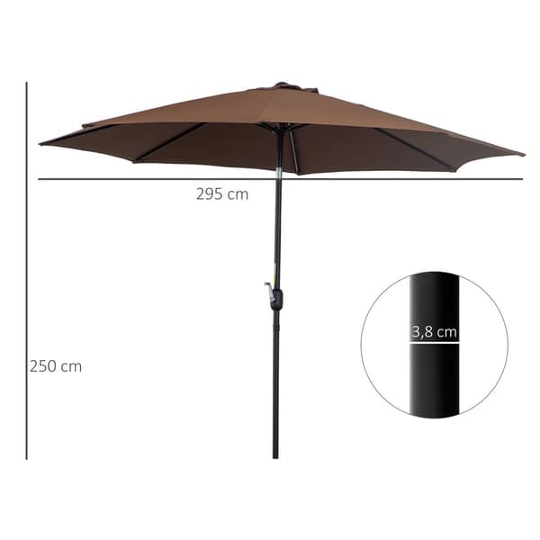 Patio Paraply med Handvev, Ø2,95x2,5 m, Brun
