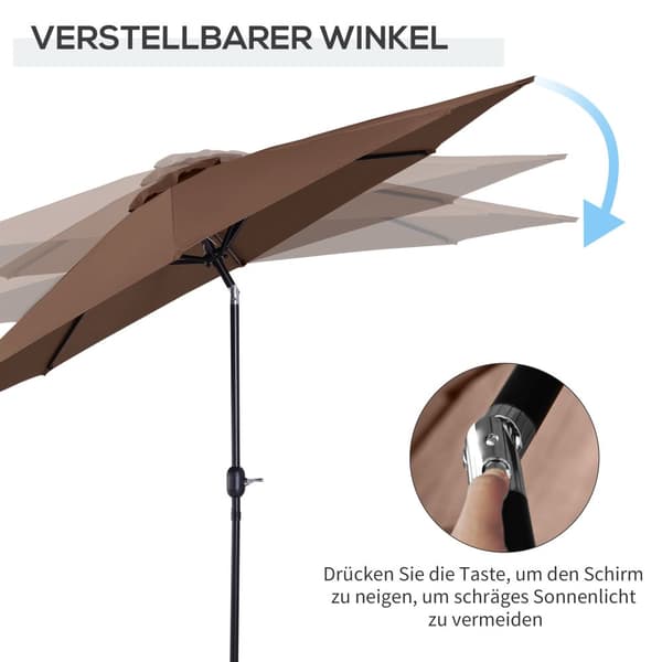 Patio Paraply med Handvev, Ø2,95x2,5 m, Brun