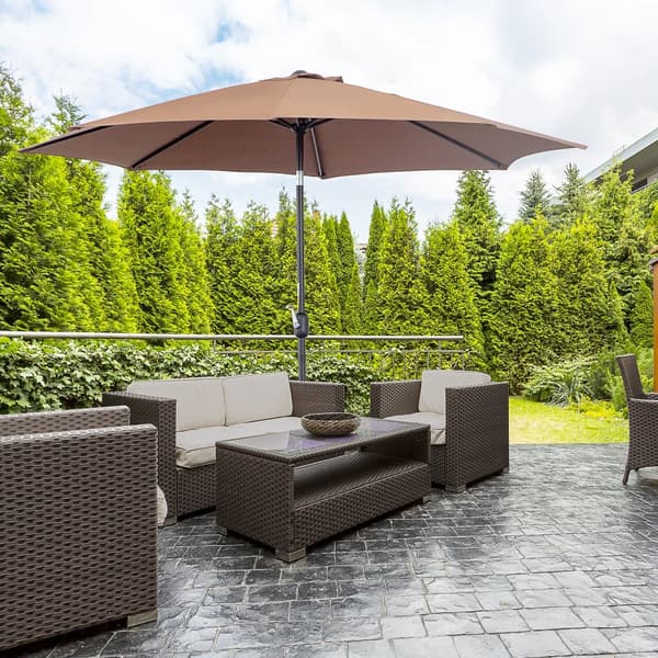 Patio Paraply med Handvev, Ø2,95x2,5 m, Brun