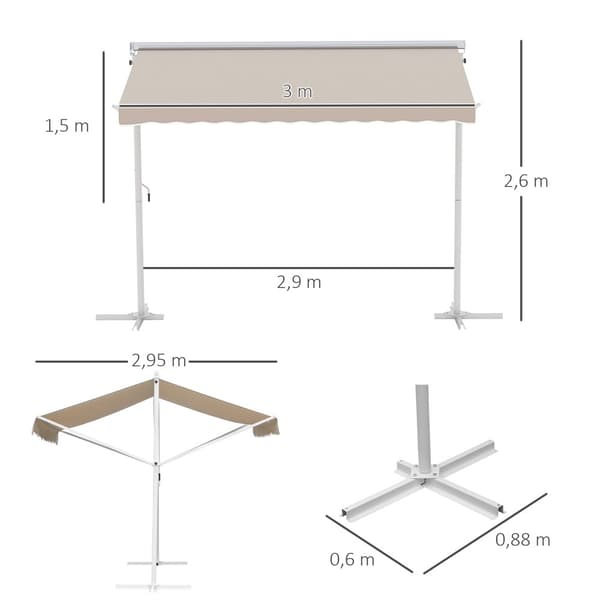 Fritstående Markise, 3x3m, Beige