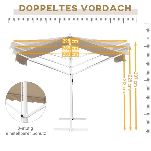 Fritstående Markise, 3x3m, Beige