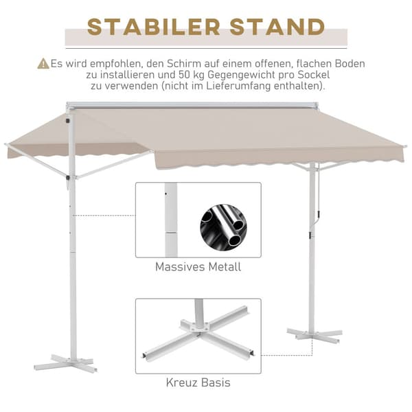 Fritstående Markise, 3x3m, Beige