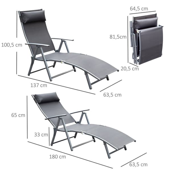Solstol, 137x63.5x100.5 cm, Grå