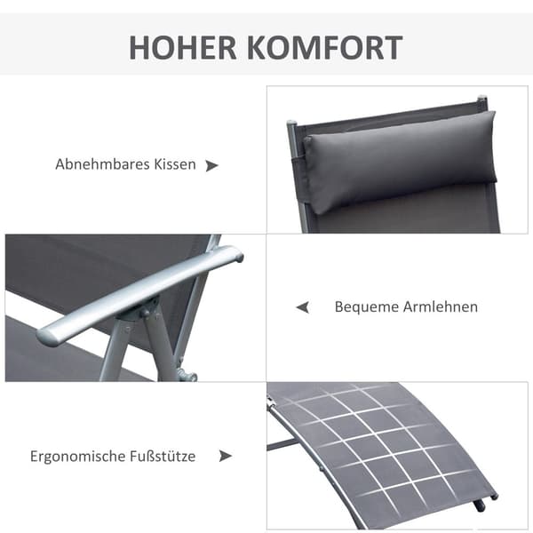 Solstol, 137x63.5x100.5 cm, Grå
