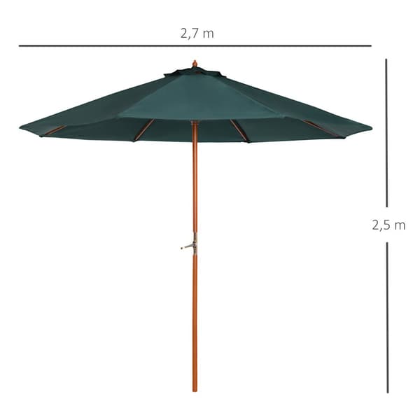Patio Paraply, Ø270x250 cm, Mørkegrøn