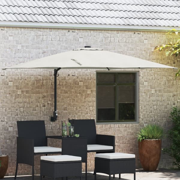 Uteplatsparaply Sand Polyester, Aluminium Stor Fällbar