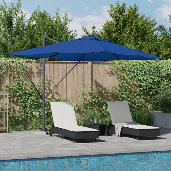 Cantilever Roma Parasol med LED-lampor Azure Blue 352x251x265 cm Aluminium
