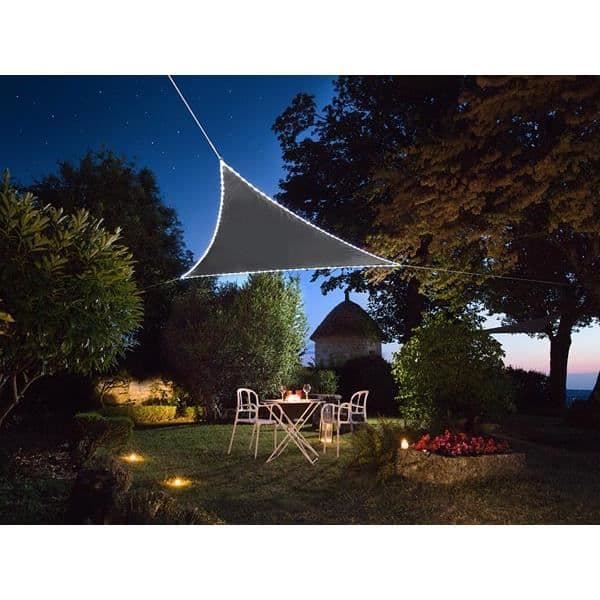 Perel skuggduk solar border LEDs 3,6 meter antracit polyester