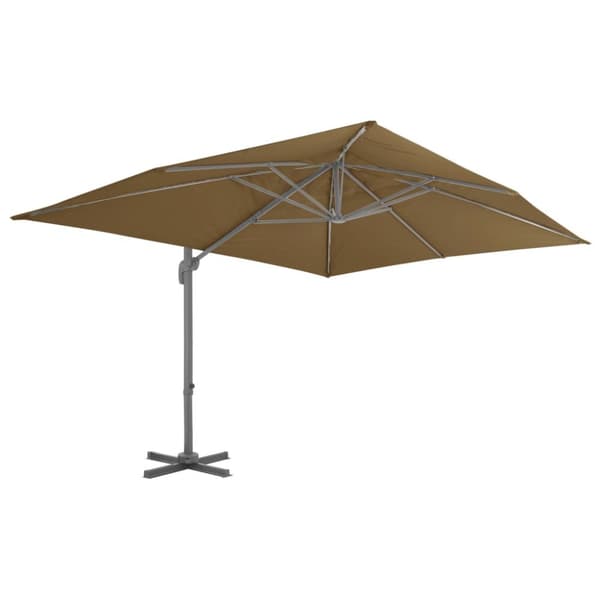 Frihängande trädgårdsparasoll aluminiumstång 400x300 cm taupe