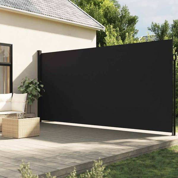 Infällbar sidomarkis 200x600 cm svart