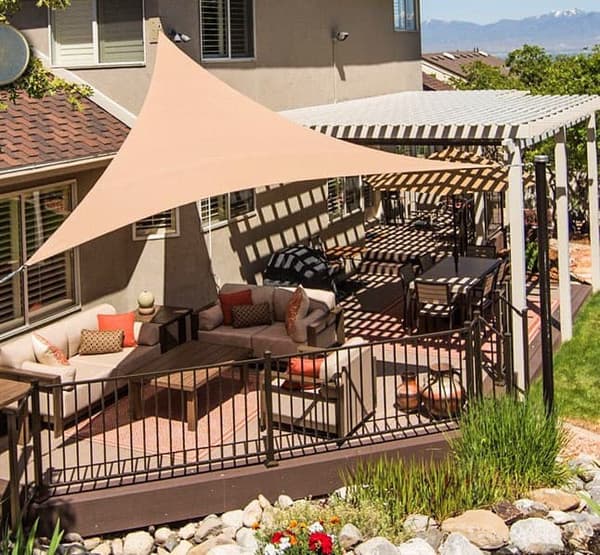 Lollanda Vandtæt trekantet solsejl – UV-beskyttelse, til have, terrasse og pool, inklusive monteringsmaterialer
