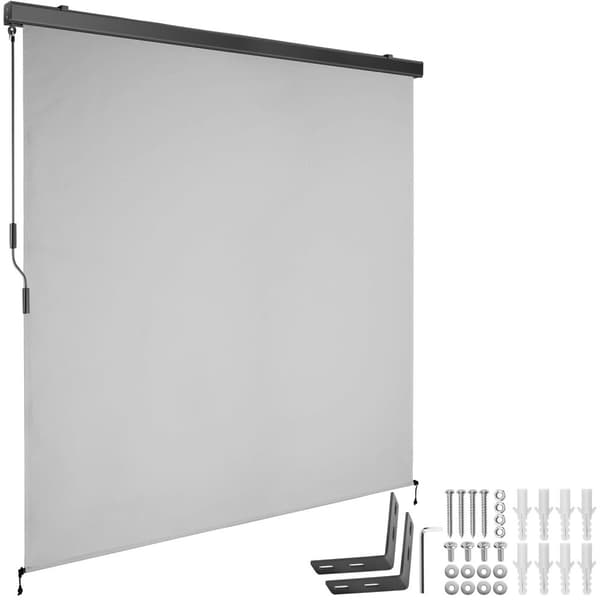 Vertikalmarkis Eloise med 2 väggfästen - 180 x 250 cm, ljusgrå