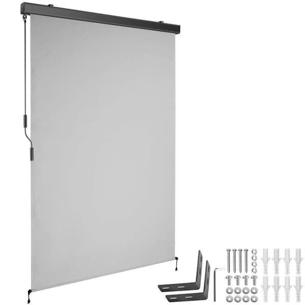 Vertikalmarkis Eloise med 2 väggfästen - 120 x 250 cm, ljusgrå