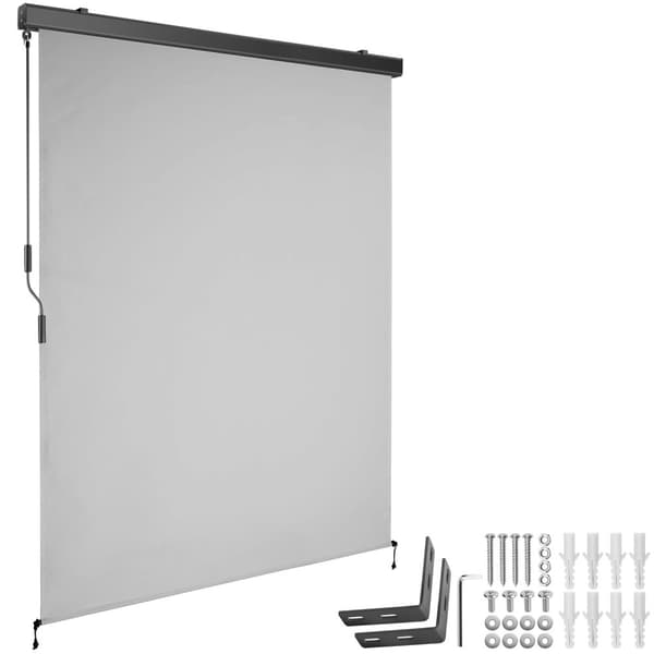 Vertikalmarkis Eloise med 2 väggfästen - 140 x 250 cm, ljusgrå